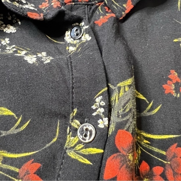 Zara La Fleur Floral Black Mini Shirt Dress Size Small - Picture 5 of 9